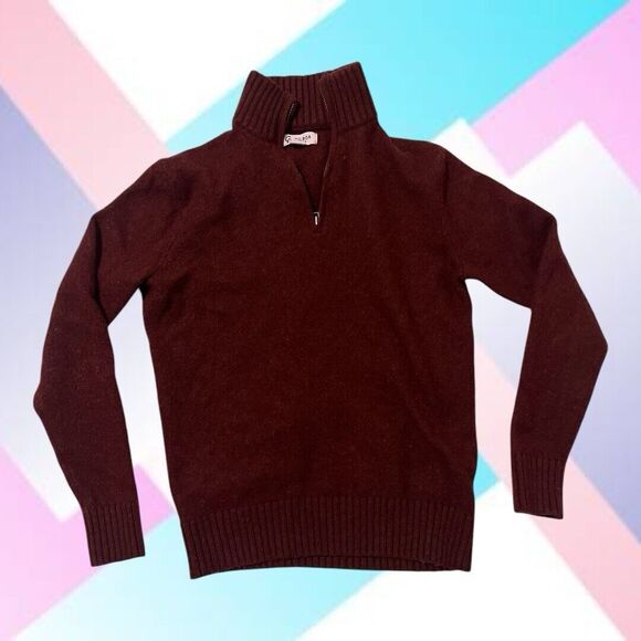 Gilboa Men's Half-Zip Lambswool Blend Sweater Size Small Burgundy Preowned - Picture 1 of 3